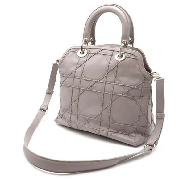 Dior Granville Light  Handbag Cannage 2WAY Christian Leather Purple - Picture 1 of 9